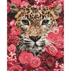 Картина по номерам. "Леопард в цветах" 40*50см KHO4185 1