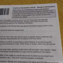 CN 22 US customs declaration USPS чистые бланки, по 10шт