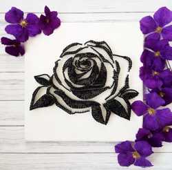 Картина из ниток, String Art черно-белая роза (стринг арт)