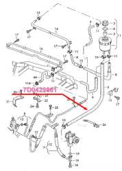 7D0422881 шланг системы гидроусилителя рулевого Фольксваген Т4 Volkswagen T4 2