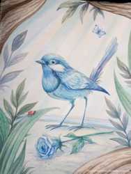 Картина "Blue bird", акварель, А4 2