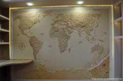 Лепка, барельеф на стене "Карта мира" 1