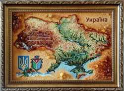 Карта України з бурштину, 40*60см