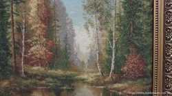Картина гобелен "Озеро в лесу" 2