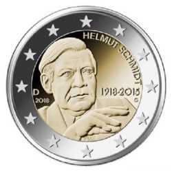 Германия 2 евро 2018 г. 100 лет со дня рождения Гельмута Шмидта