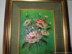 Картина Букет Цветов 1974 г. художник из Италии. хх век. масло. рама. 2