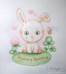 Оформление детской. Картина авторская "Honey bunny". 1