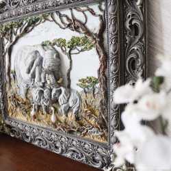 Панно картина объемная Семья слонов 3