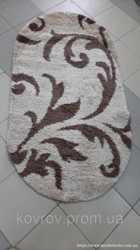 Пушистый ковер Karat Fantasy Beige бежево- коричневый овал 0.8x1.5м 1