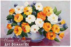 Картина маслом "Желтые цветы Рамблер" (20x30 см) 2