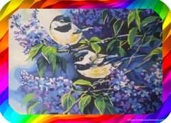 Картина Краски "Птички На Ветках Сирени" 1