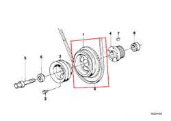 BMW 1727224, Шкив коленвала БМВ M40, M42, оригинал, BMW E30, E36, E34 2