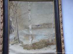 Картина-вышивка пейзаж с деревьями Художник Михайловская 2