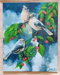Продам картину"Птицы зимой". 2