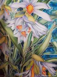 Картина "Лиловые цветы", батик.
