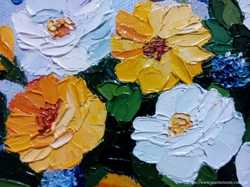 Картина маслом "Желтые цветы Рамблер" (20x30 см) 3