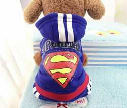 Одежда для домашних животных флисовая кофта с капюшоном стиль Superman 3