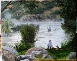 Картина "Рыбалка", холст, масло 40х50 см 1