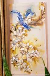 Картина, батик "Синие птицы", декор интерьера 3