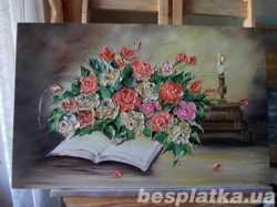 картина маслом "Троянди" 45х70 2