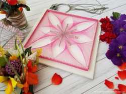Стринг арт цветок, сакральная геометрия, розовый цветок картина, декор 3