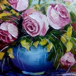 Картина маслом Букет роз «Лепестками розовых улыбок» ( Инесса Сацута) 3