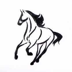 Стринг Арт Черная лошадь, Черно-белое панно, минимализм декор конь 3
