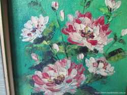 Картина Букет Цветов 1974 г. художник из Италии. хх век. масло. рама. 3