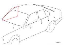 Стекло БМВ Е34, передней правой двери, Оригинал, BMW 51321944084 3